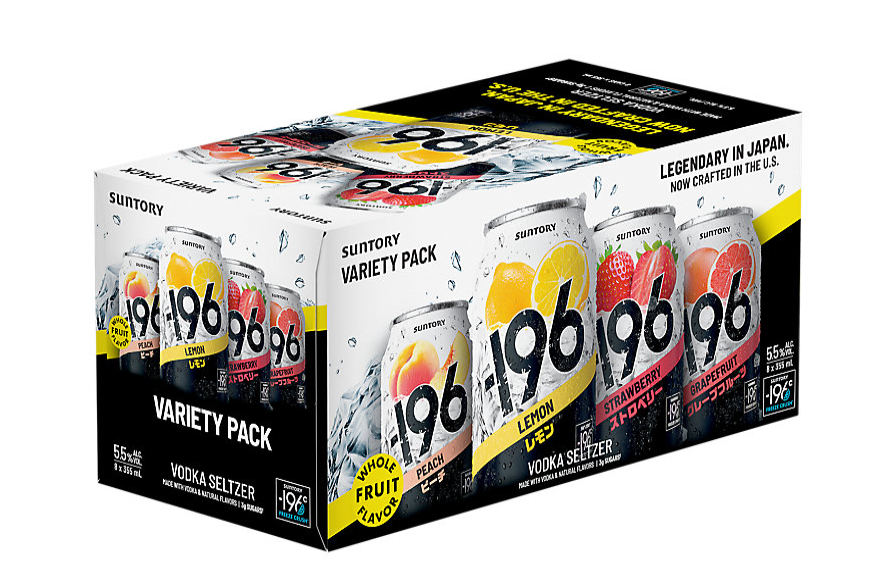 -196 vodka seltzer combo 2 each strawberry , lemon , grapefruit  & peach