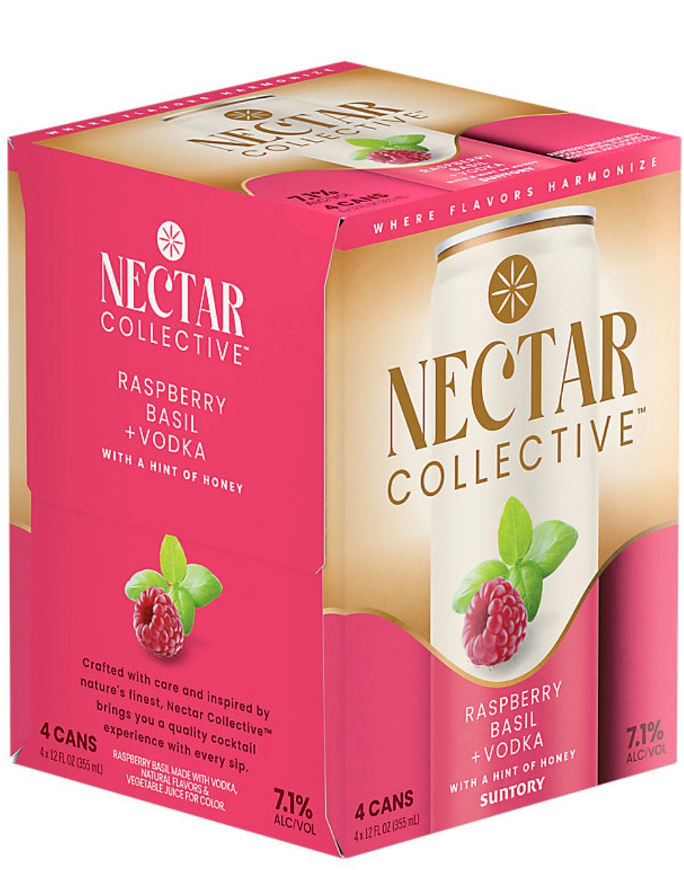 Nectar Collective  Nectar Collective Raspberry Basil + Vodka Sparkling Cocktail 4pk/12 Fl Oz Cans