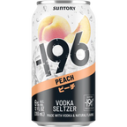 196 Vodka Cocktail Seltzer Peach by Suntory showing nutrition label and product details