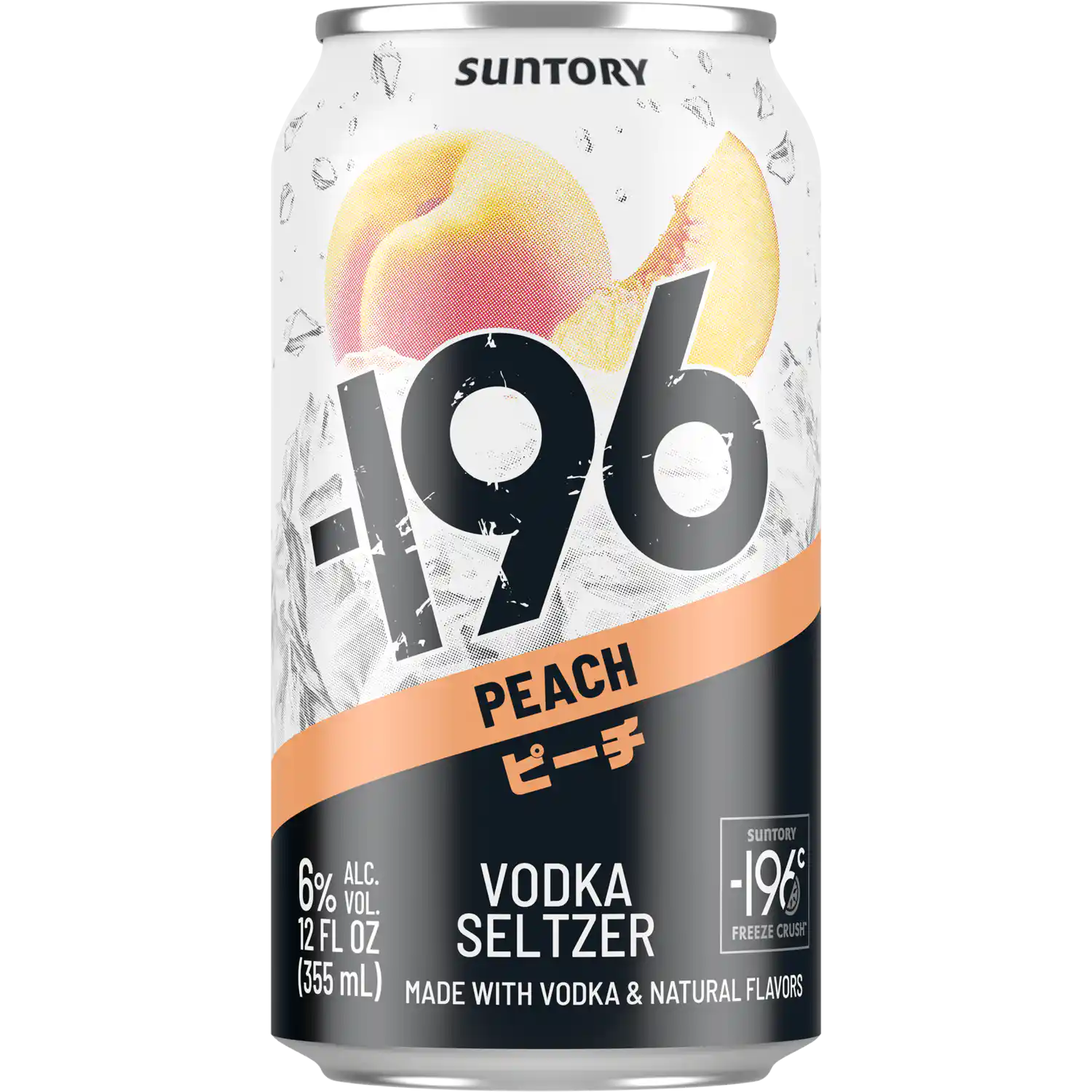 196 Vodka Cocktail Seltzer Peach by Suntory showing nutrition label and product details