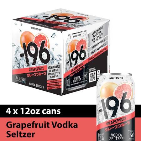 Suntory - 196 Vodka Cocktail Seltzer Grapefruit 4/Pk 355ml - Hi Proof - Suntory